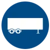 Icon of a white semi-trailer truck on a blue background.